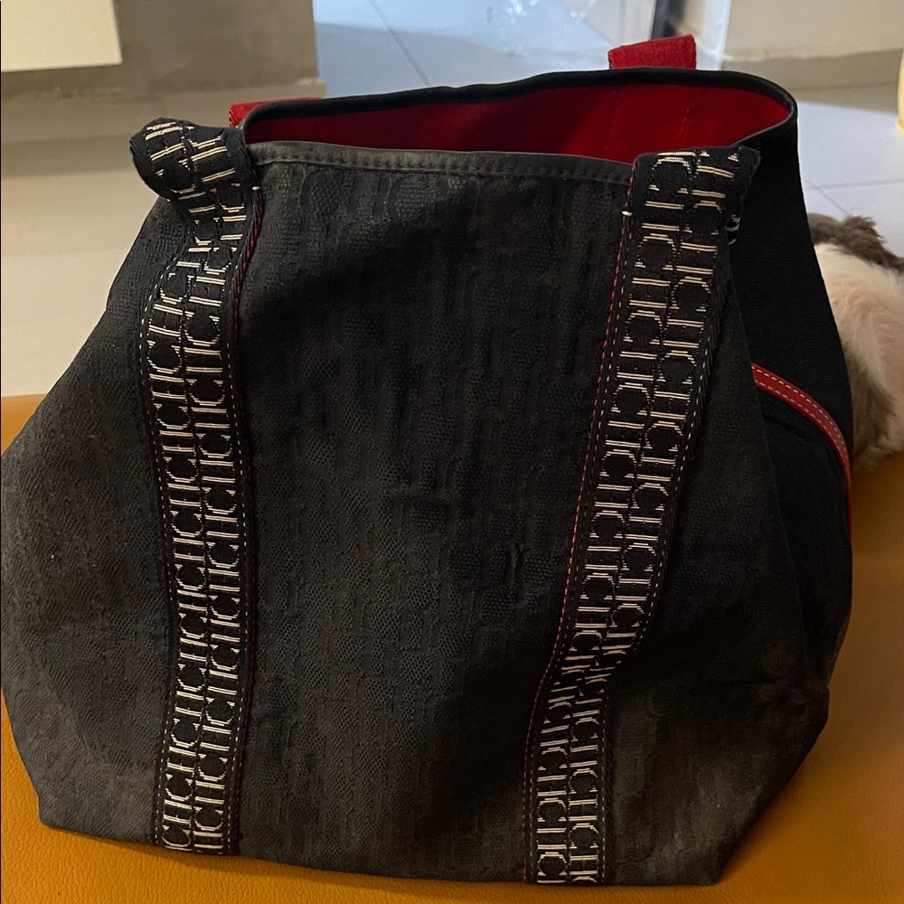 Carolina Herrera Black and Red Shoulder Bag